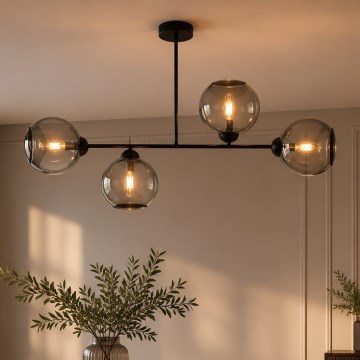 Brilagi - Pinta-asennettava kattokruunu DIOR 4xE27/60W/230V musta/savunharmaa