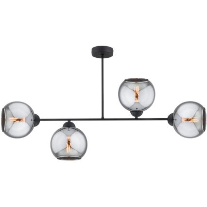 Brilagi - Pinta-asennettava kattokruunu DIOR 4xE27/60W/230V musta/savunharmaa
