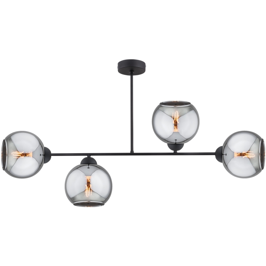 Brilagi - Pinta-asennettava kattokruunu DIOR 4xE27/60W/230V musta/savunharmaa