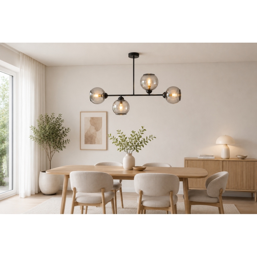 Brilagi - Pinta-asennettava kattokruunu DIOR 4xE27/60W/230V musta/savunharmaa
