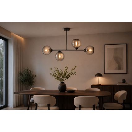 Brilagi - Pinta-asennettava kattokruunu DIOR 4xE27/60W/230V musta/savunharmaa