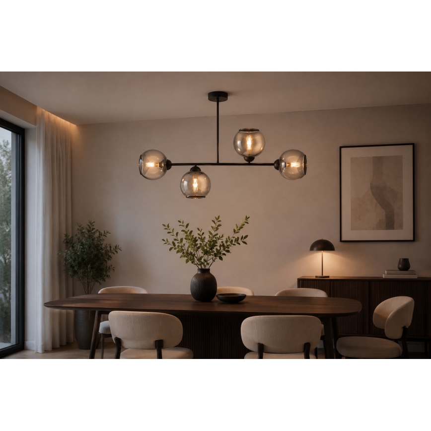 Brilagi - Pinta-asennettava kattokruunu DIOR 4xE27/60W/230V musta/savunharmaa
