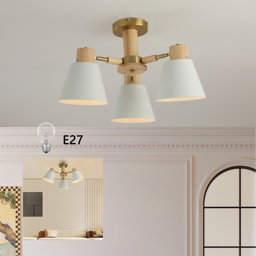 Brilagi - Pinta-asennettava kattokruunu LUND WOOD 3xE27/40W/230V Ø 50 cm puu