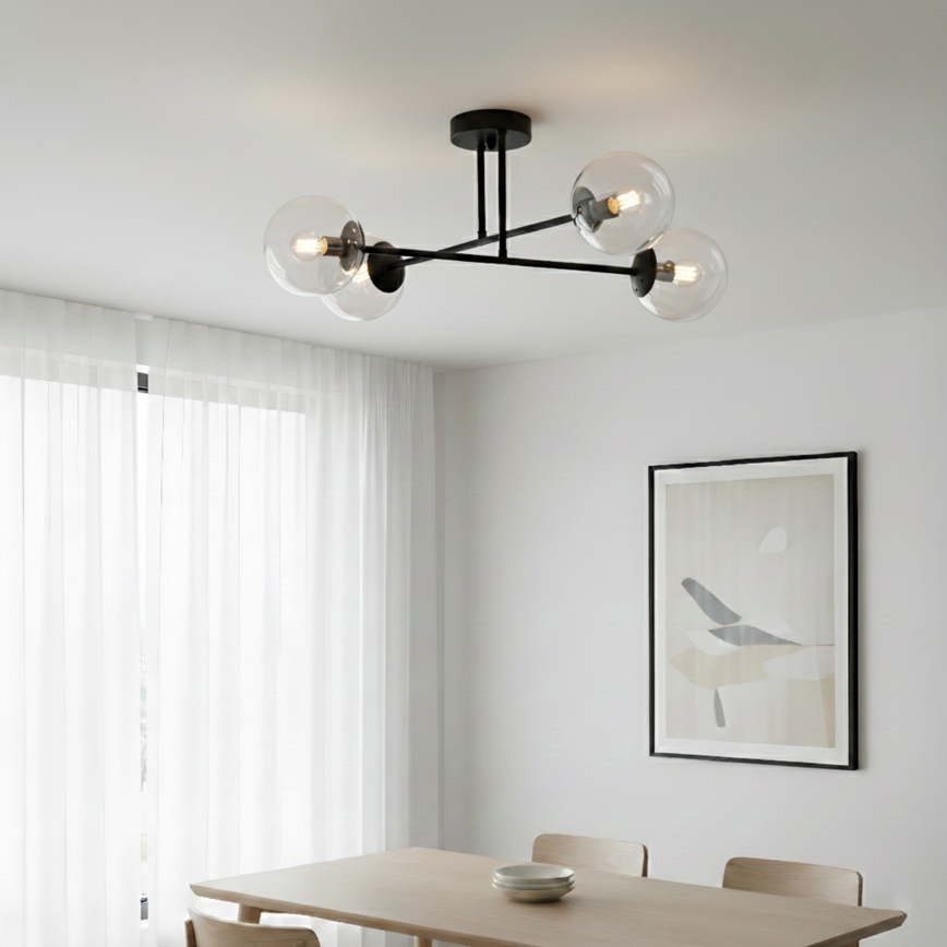 Brilagi - Pinta-asennettava kattokruunu MALIVA 4xE14/15W/230V musta/kirkas