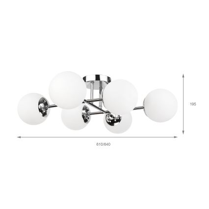 Brilagi - pinta-asennettava kattokruunu MALONY 6xE14/20W/230V kiillotettu kromi