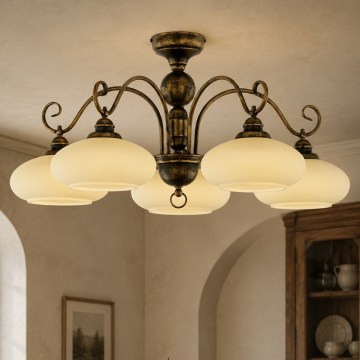 BRILAGI - Pinta-asennettava kattokruunu MOLLERO 5xE27/15W/230V halkaisija 84 cm pronssi/patina