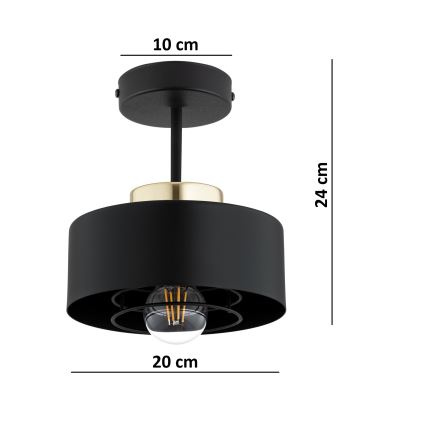 Brilagi - Pinta-asennettava kattokruunu SPRING 1xE27/60W/230V musta/kulta