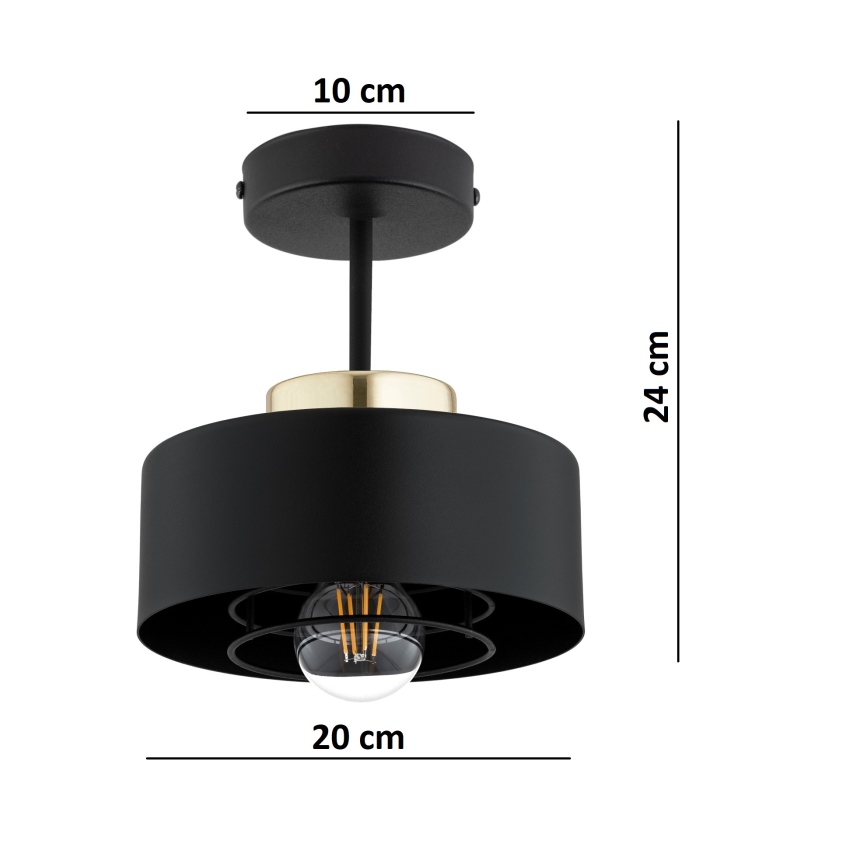 Brilagi - Pinta-asennettava kattokruunu SPRING 1xE27/60W/230V musta/kulta