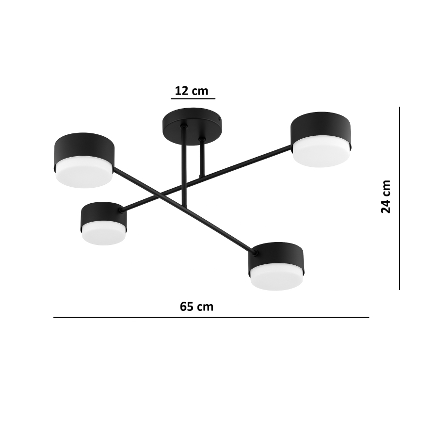 Brilagi - Pinta-asennettava kattovalaisin 4xGX53/12W/230V musta