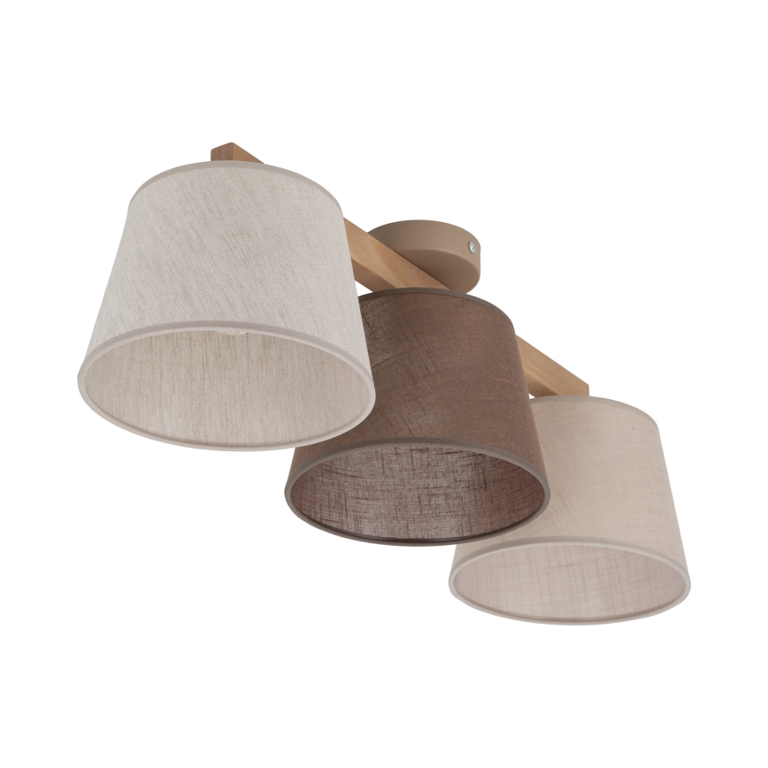 Brilagi - Pinta-asennettava kattovalaisin LATTE 3xE27/15W/230V mänty/sekaväri