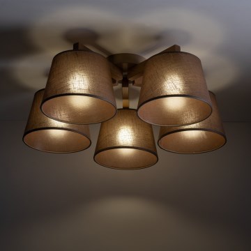 Brilagi - Pinta-asennettava kattovalaisin LATTE SABIA 5xE27/15W/230V mänty/ruskea