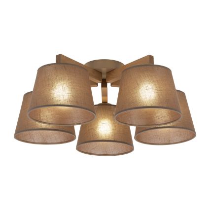 Brilagi - Pinta-asennettava kattovalaisin LATTE SABIA 5xE27/15W/230V mänty/ruskea