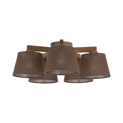 Brilagi - Pinta-asennettava kattovalaisin LATTE SABIA 5xE27/15W/230V mänty/ruskea