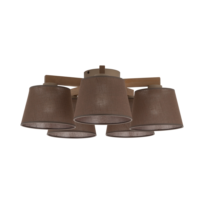 Brilagi - Pinta-asennettava kattovalaisin LATTE SABIA 5xE27/15W/230V mänty/ruskea