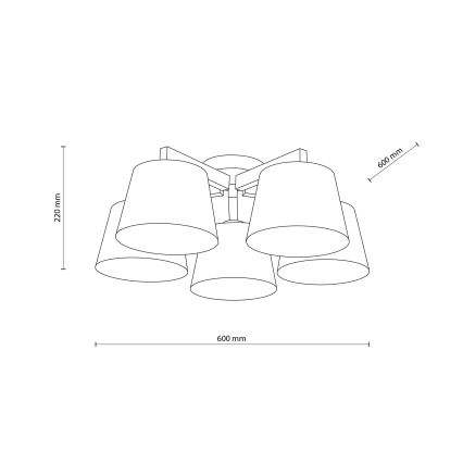Brilagi - Pinta-asennettava kattovalaisin LATTE SABIA 5xE27/15W/230V mänty/ruskea