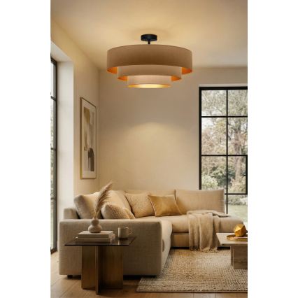 Brilagi - Pinta-asennettava kattovalaisin LUNETA 3xE27/60W/230V Ø 80 cm beige/kulta
