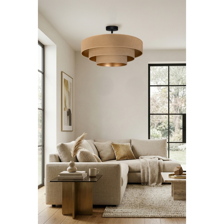 Brilagi - Pinta-asennettava kattovalaisin LUNETA 3xE27/60W/230V Ø 80 cm beige/kulta