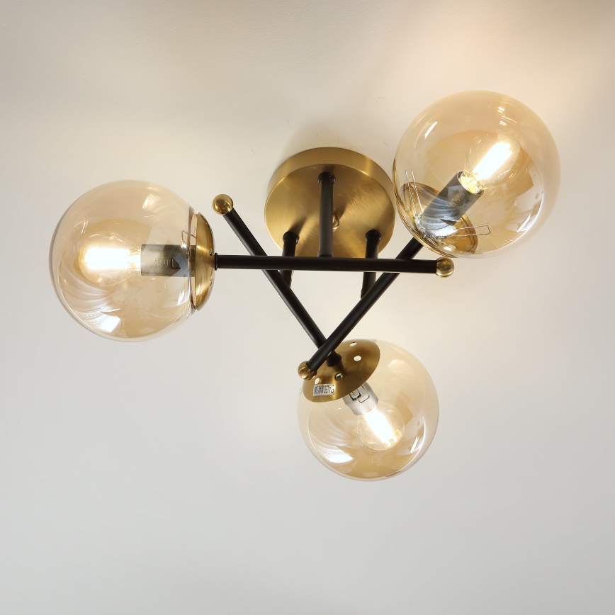 Brilagi - Pinta-asennettava kattovalaisin MALIVA 3xE14/15W/230V kultainen