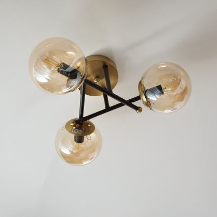 Brilagi - Pinta-asennettava kattovalaisin MALIVA 3xE14/15W/230V kultainen