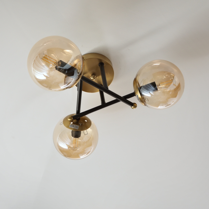 Brilagi - Pinta-asennettava kattovalaisin MALIVA 3xE14/15W/230V kultainen