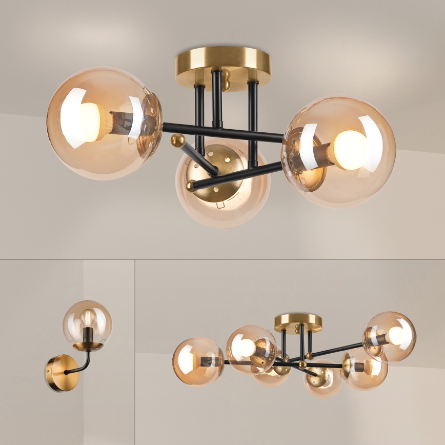 Brilagi - Pinta-asennettava kattovalaisin MALIVA 3xE14/15W/230V kultainen