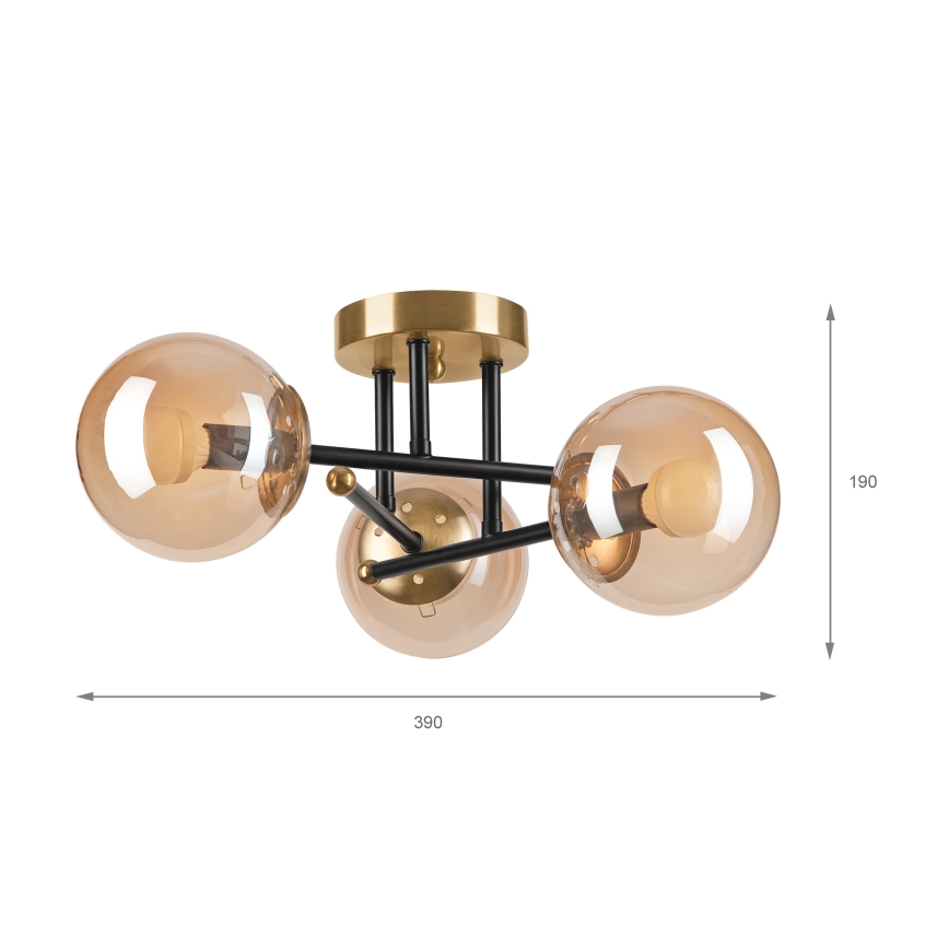 Brilagi - Pinta-asennettava kattovalaisin MALIVA 3xE14/15W/230V kultainen