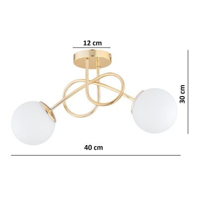 Brilagi - Pinta-asennettava kattovalaisin MILO 2xE27/60W/230V kultainen