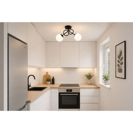Brilagi - Pinta-asennettava kattovalaisin MILO 2xE27/60W/230V musta