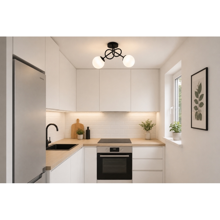 Brilagi - Pinta-asennettava kattovalaisin MILO 2xE27/60W/230V musta