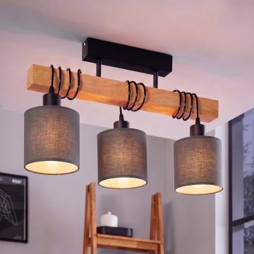 BRILAGI - Pinta-asennettava kattovalaisin NUBILA 3xE27/60W/230V mänty/antrasiitti