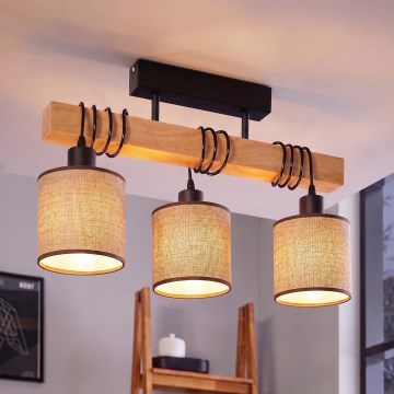 BRILAGI - Pinta-asennettava kattovalaisin NUBILA 3xE27/60W/230V mänty/ruskea