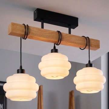 BRILAGI - Pinta-asennettava kattovalaisin WOOD GLASS 3xE27/60W/230V mänty/musta/valkoinen