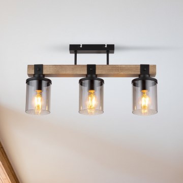 Brilagi - Pinta-asenteinen kattovalaisin VISTA 3xE27/60W/230V tammi