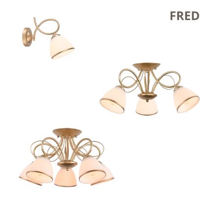 Brilagi - Pintakiinnitettävä kattovalaisin FRED 3xE27/60W/230V, halkaisija 59 cm, kullanvärinen