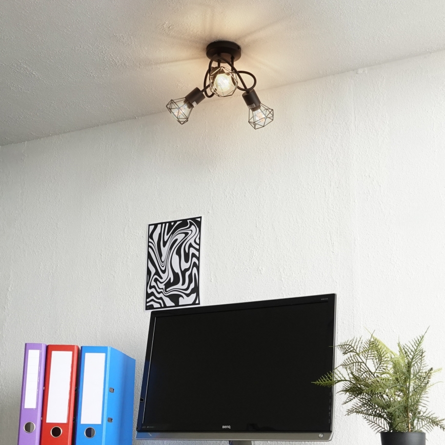 Brilagi - Pintakiinnitteinen CAGE-kattavalaisin 3xE14/40W/230V