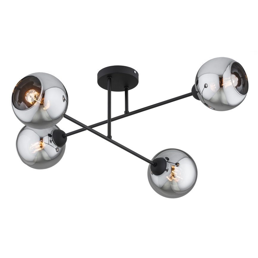 Brilagi - Pintakiinnitteinen kattokruunu DIOR 4xE27/60W/230V musta/savunharmaa