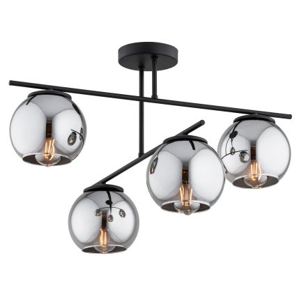 BRILAGI - Pintakiinnitteinen kattokruunu DIOR 4xE27/60W/230V musta/savunharmaa