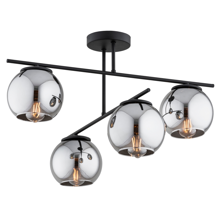 BRILAGI - Pintakiinnitteinen kattokruunu DIOR 4xE27/60W/230V musta/savunharmaa