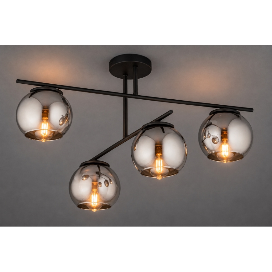 BRILAGI - Pintakiinnitteinen kattokruunu DIOR 4xE27/60W/230V musta/savunharmaa