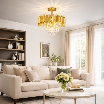 Brilagi - Pintakiinnitteinen kattokruunu ECLIPSE 5xE14/10W/230V, halkaisija 38 cm, kullanvärinen