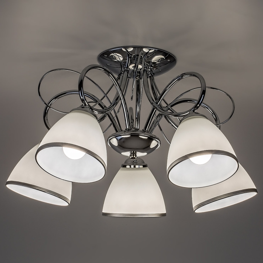 Brilagi - Pintakiinnitteinen kattokruunu FRED 5xE27/60W/230V halkaisija 59 cm kiiltävä kromi