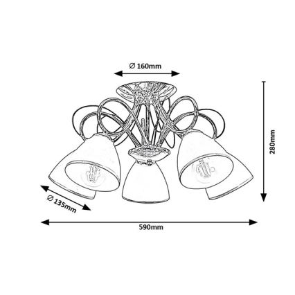 Brilagi - Pintakiinnitteinen kattokruunu FRED 5xE27/60W/230V halkaisija 59 cm kiiltävä kromi