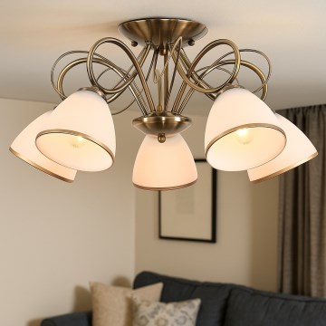 Brilagi - Pintakiinnitteinen kattokruunu FRED 5xE27/60W/230V Ø 59 cm pronssi