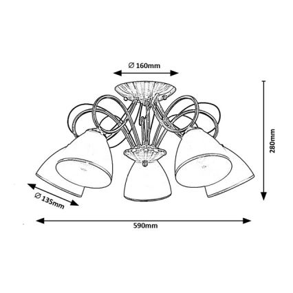 Brilagi - Pintakiinnitteinen kattokruunu FRED 5xE27/60W/230V Ø 59 cm pronssi