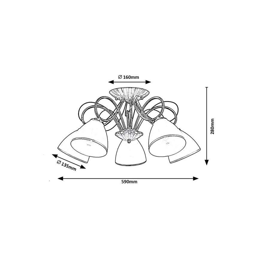Brilagi - Pintakiinnitteinen kattokruunu FRED 5xE27/60W/230V Ø 59 cm pronssi