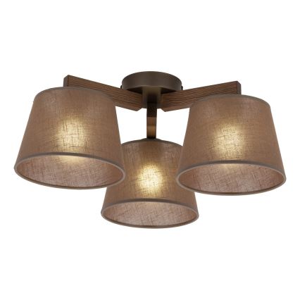 Brilagi - Pintakiinnitteinen kattokruunu LATTE 3xE27/15W/230V mänty/ruskea