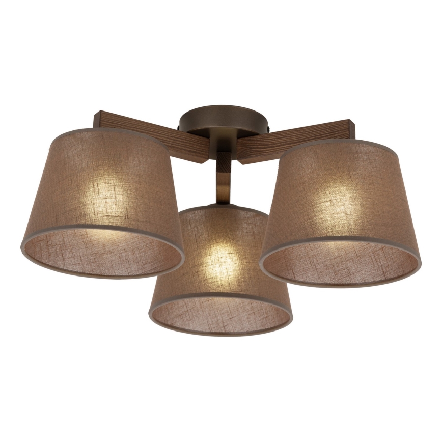 Brilagi - Pintakiinnitteinen kattokruunu LATTE 3xE27/15W/230V mänty/ruskea