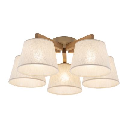 Brilagi - Pintakiinnitteinen kattokruunu LATTE SABIA 5xE27/15W/230V mänty/kerma