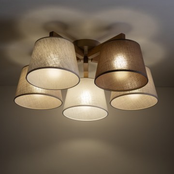 Brilagi - Pintakiinnitteinen kattokruunu LATTE SABIA 5xE27/15W/230V mänty/sekoitus