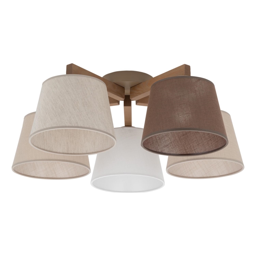 Brilagi - Pintakiinnitteinen kattokruunu LATTE SABIA 5xE27/15W/230V mänty/sekoitus